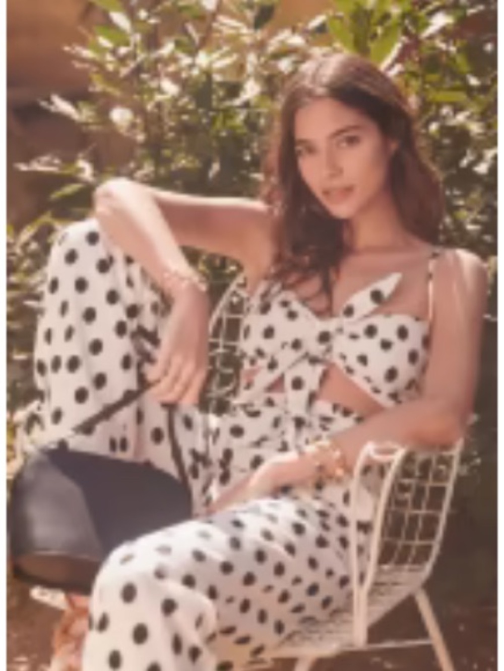 Sezane Oria  Polka Dot Strapless Bandeau Top - Black & Cream sz FR 40 US 8